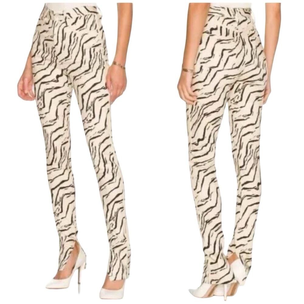 WEWOREWHAT Tiger Piped Stiletto Slit High Waisted Pants Sz 27” x 33”, 12” Rise